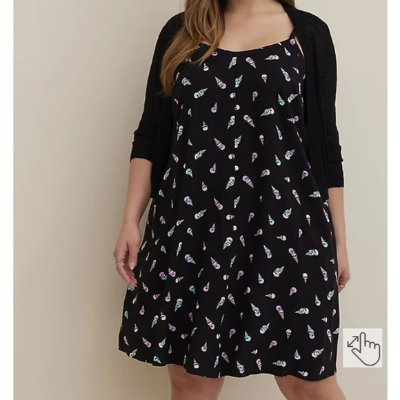 Torrid Black Ice Cream Skulls Original Challis Trapeze Dress 3X 22… - Picture 1 of 5